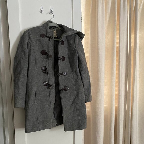 Gently used gray LL Bean lambswool duffel coat - Picture 1 of 4
